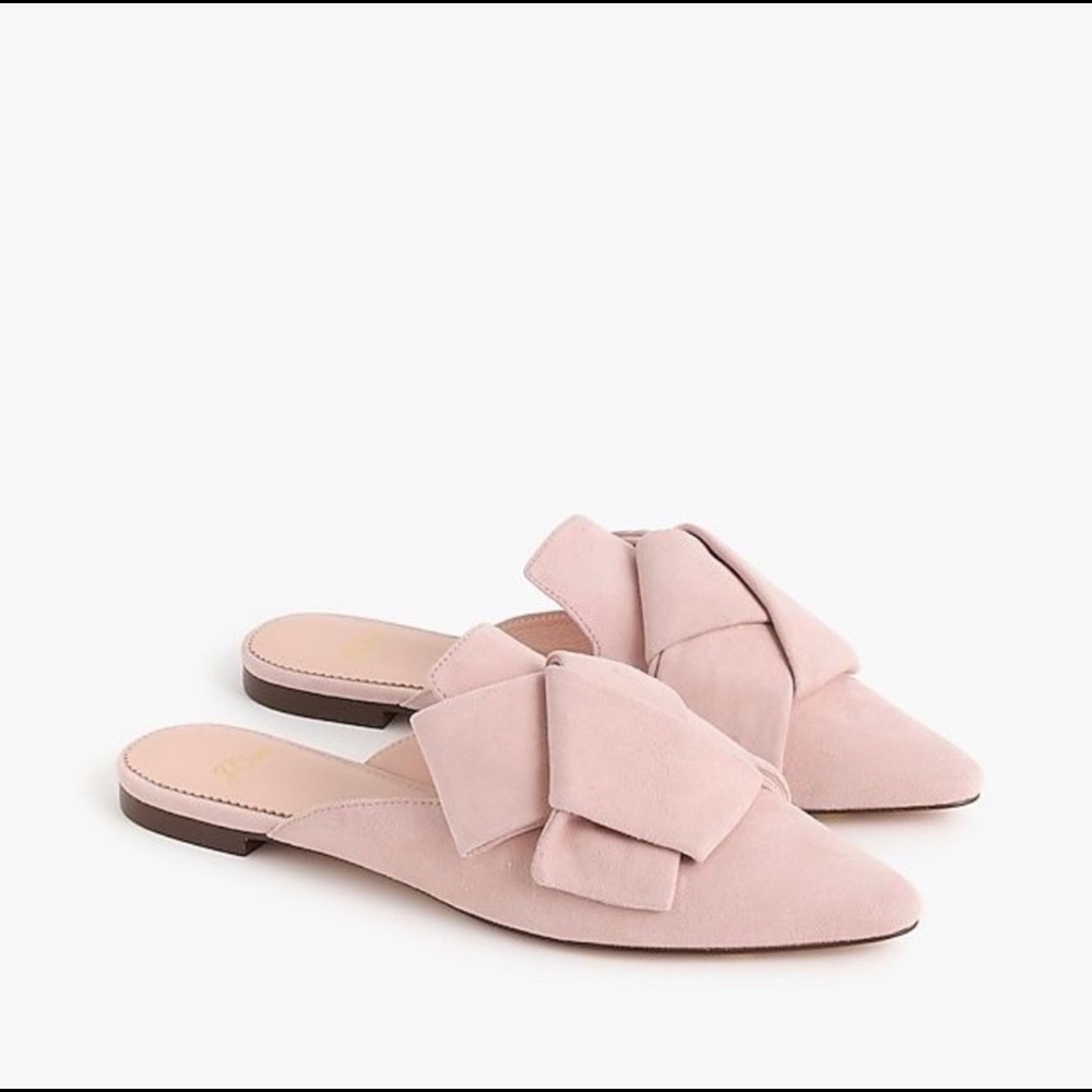 J. Crew Pointed-toe Slides Mules in Suede Pink